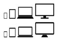 Digital devices icons set. Vector illustration. Computer, laptop, tablet and smartphone. Royalty Free Stock Photo